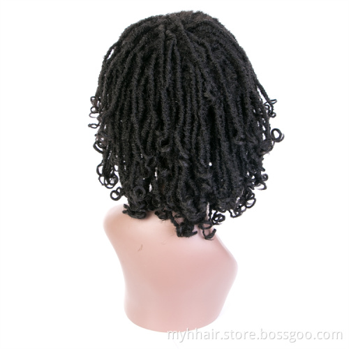 Synthetic Short crochet braid Afro Wig High Temperature Fiber cosplay Ombre color Dreadlock Hair Wig Black